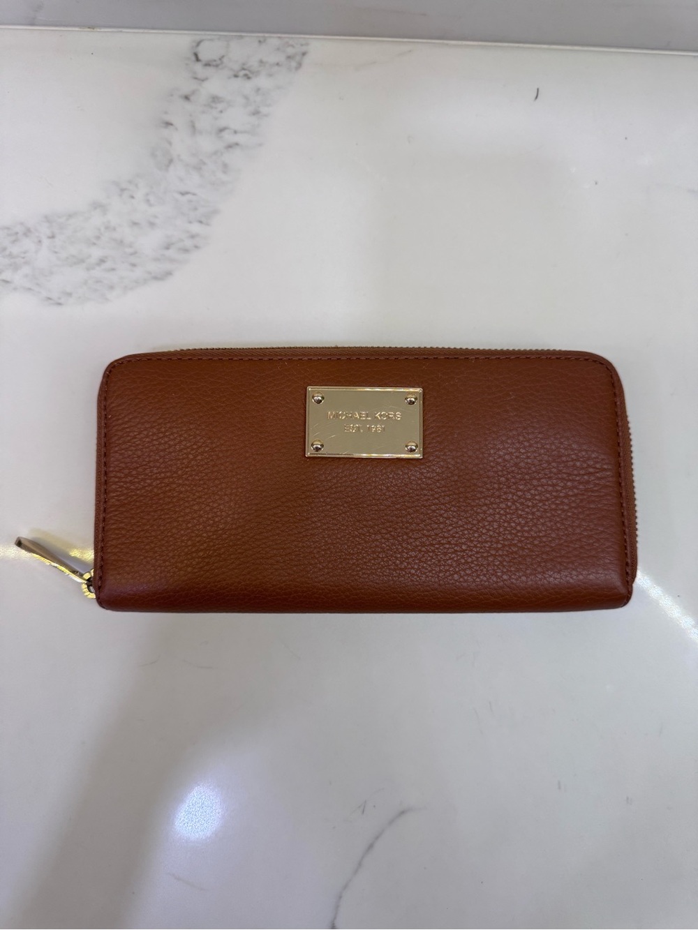 MICHAEL KORS Brown Leather Zip Continental Wallet